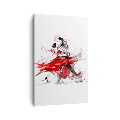 Quadro su tela - Stampe su Tela - Ballerini in una danza dinamica con accenti rossi - 80x120cm - Tango: il ritmo della passione - Decorazione murale moderna per soggiorno e camera da letto ARTTOR