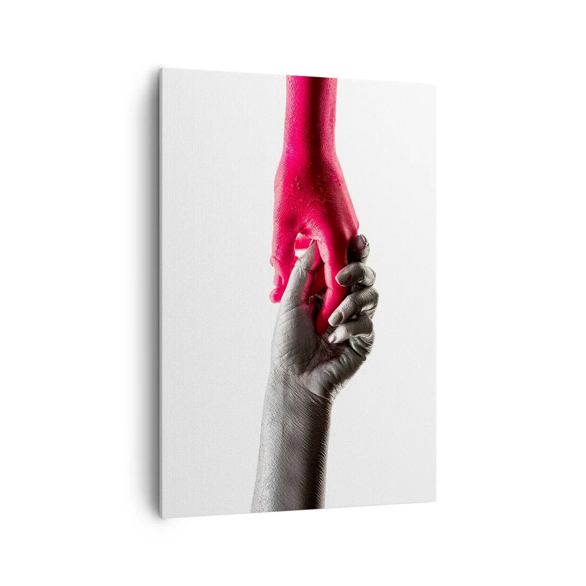 Quadro su tela - Stampe su Tela - Mani simboliche in argento e rosso - 70x100cm - Insieme, sebbene diversi - Decorazione murale moderna per soggiorno e camera da letto ARTTOR