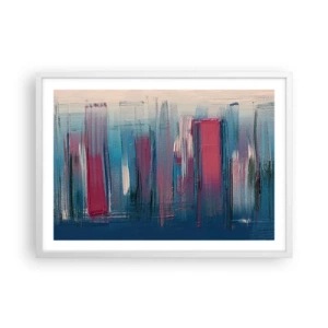Poster in cornice bianca - Composizione verticale in blu e rosso - 70x50 cm