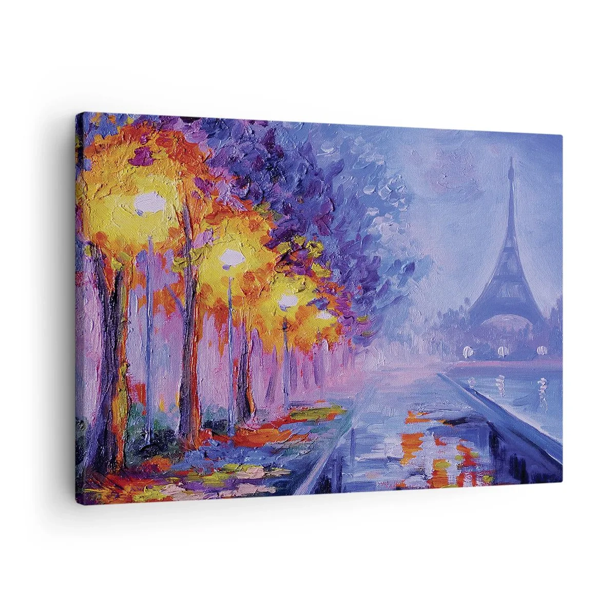 Quadro su tela - Stampe su Tela - Un viale con lampioni a Parigi con la Torre Eiffel sullo sfondo - 70x50cm - Passeggiata da sogno - Decorazione murale moderna per soggiorno e camera da letto ARTTOR