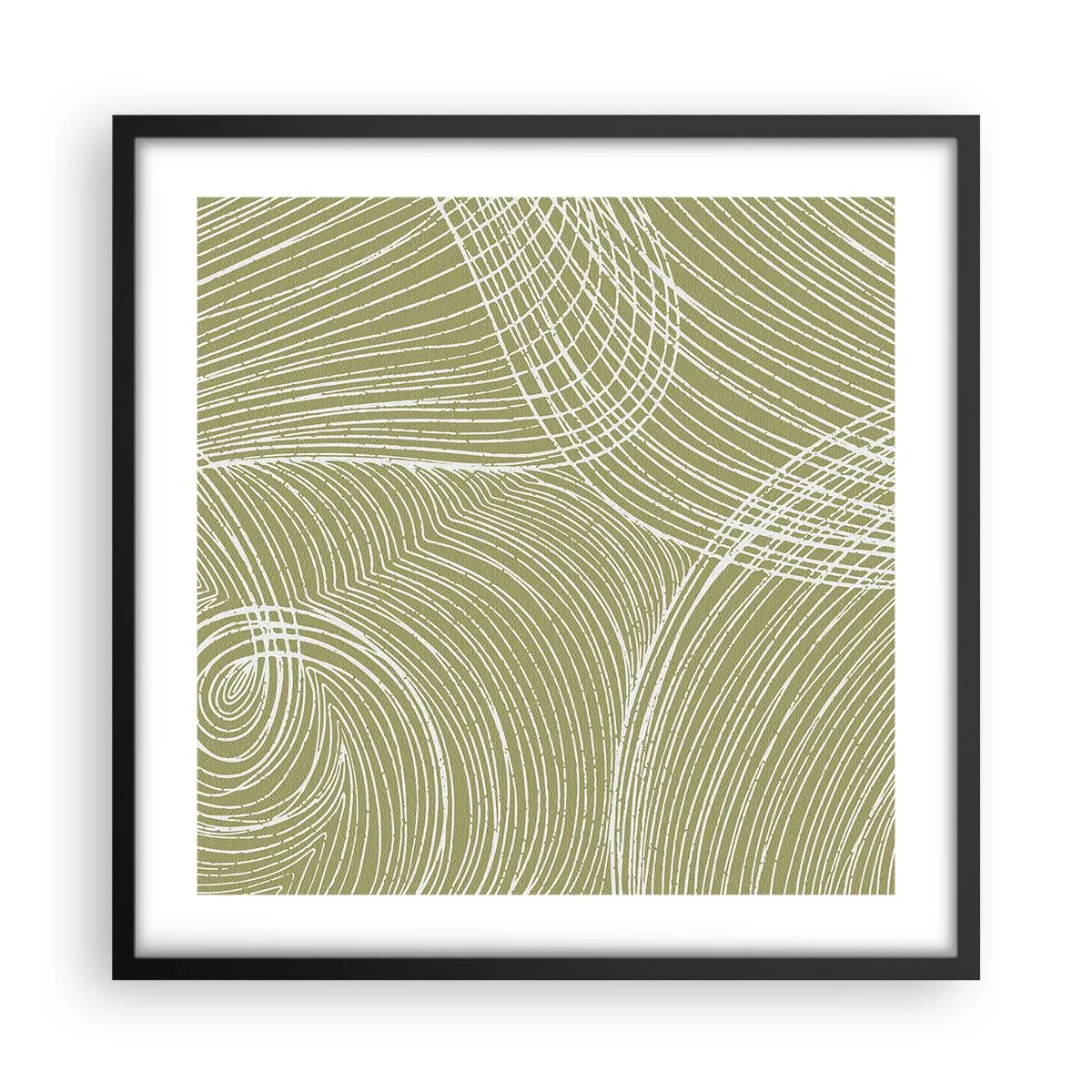 Poster in cornice nera - Astrazione intricata in bianco - 50x50 cm