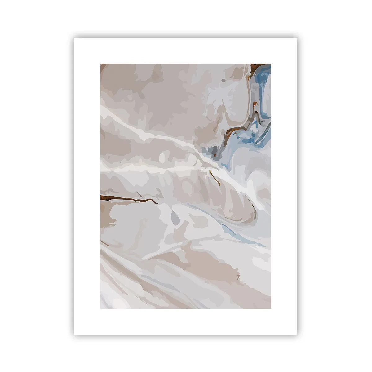 Poster - Meandri blu sotto il bianco - 30x40 cm
