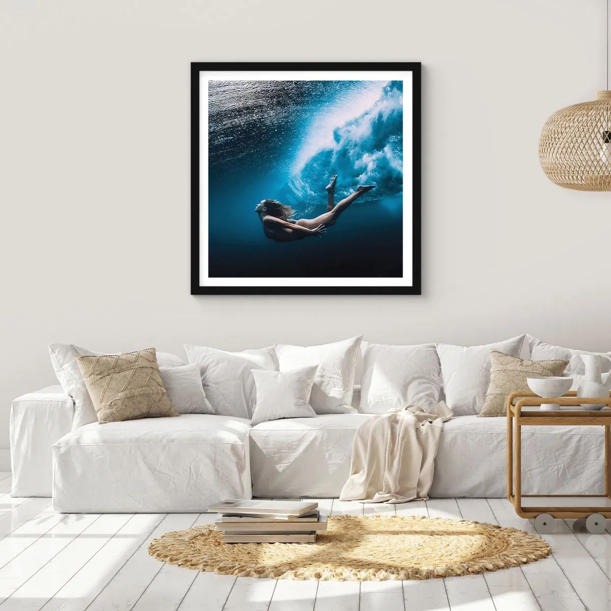 Poster in cornice nera - Moderna sirena - 60x60 cm