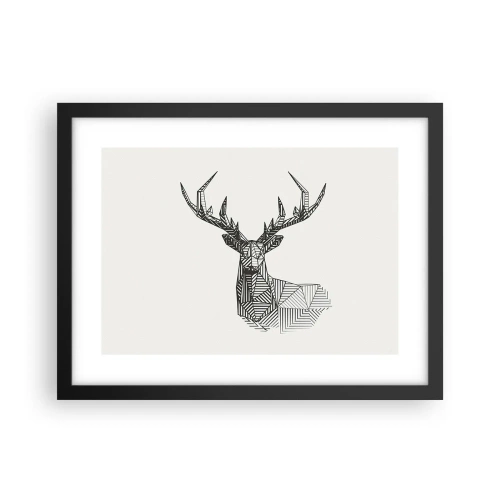 Poster in cornice nera - Cervo in stile cubista - 40x30 cm