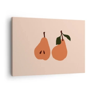Quadro su tela - Stampe su Tela - Un'illustrazione minimalista di due pere su uno sfondo beige. - 70x50cm - La dolcezza stessa - Decorazione murale moderna per soggiorno e camera da letto ARTTOR