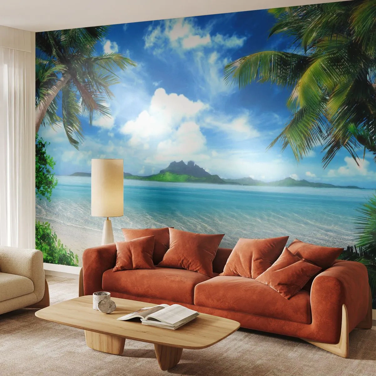 Fotomurali Premium Sand - L'azzurro dei tropici - Paesaggio, Oceano, Spiaggia - 100x70 cm