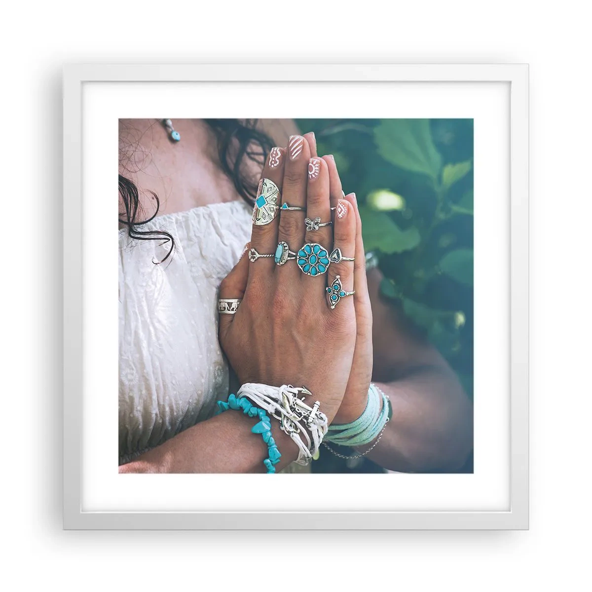 Poster in cornice bianca - Benvenuto al centro dell'essere - 40x40 cm