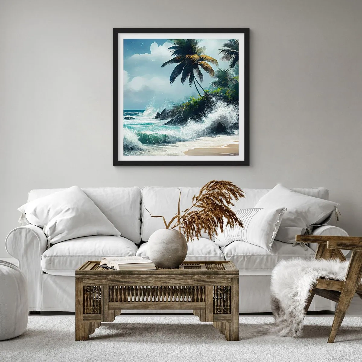 Poster in cornice nera - Sulla riva tropicale - 30x30 cm