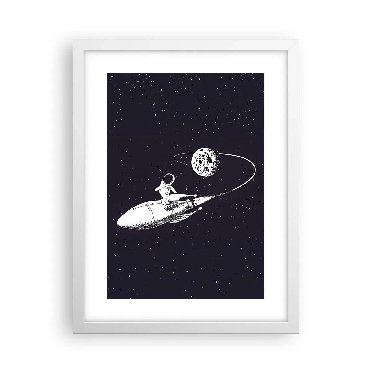 Poster in cornice bianca - Surfista spaziale - 30x40 cm