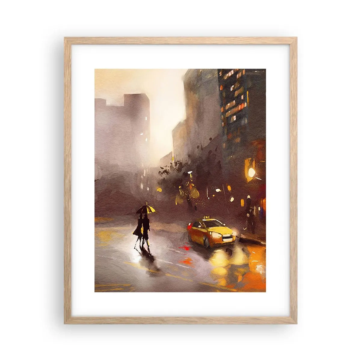 Poster in cornice rovere chiaro - Nelle luci di New York - 40x50 cm