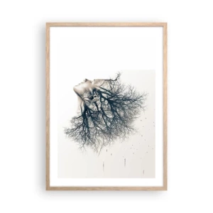 Poster in cornice rovere chiaro - In ascolto del sussurro dell'albero - 50x70 cm