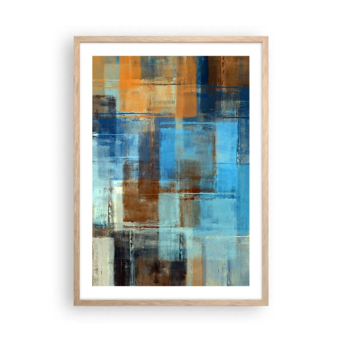 Poster in cornice rovere chiaro - Attraverso la tenda blu - 50x70 cm