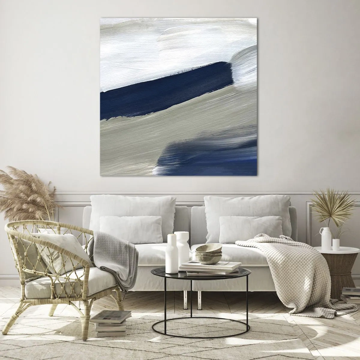 Quadro su vetro - Incontro con il bianco - 30x30 cm