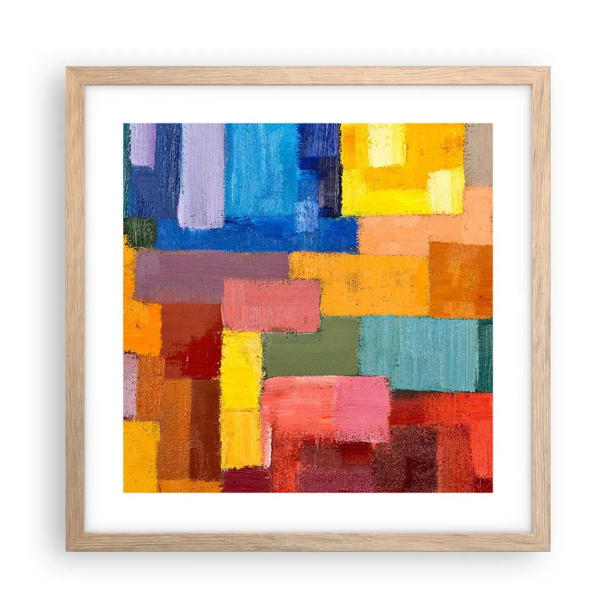 Poster in cornice rovere chiaro - Ognuno diverso, tutti colorati - 40x40 cm