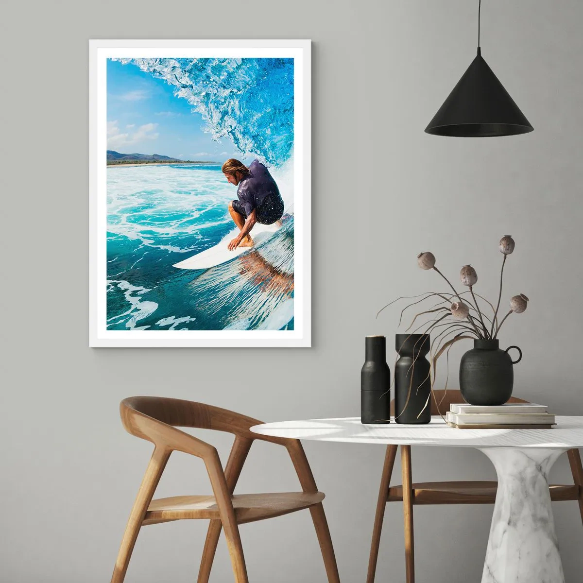 Poster in cornice bianca - Ballando con le onde - 40x50 cm