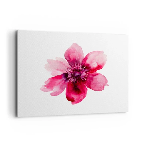 Quadro su tela - Stampe su Tela - Fiore rosa in stile acquerello su sfondo bianco - 100x70cm - Bacio profumato al carminio - Decorazione murale moderna per soggiorno e camera da letto ARTTOR