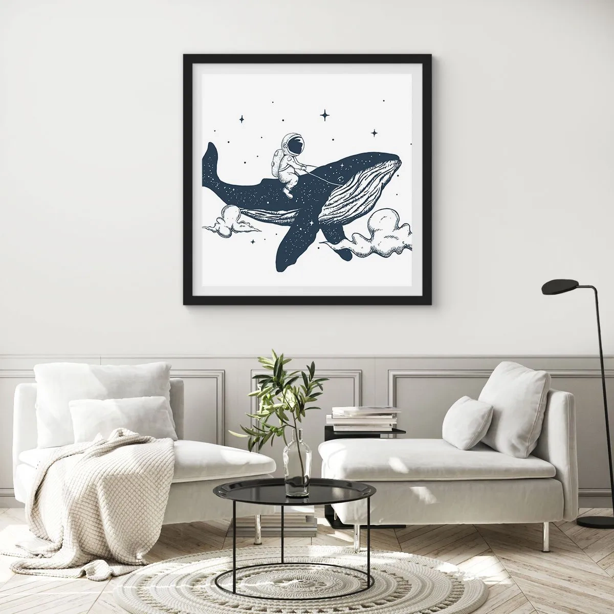 Poster in cornice nera - Avventura nello spazio - 60x60 cm