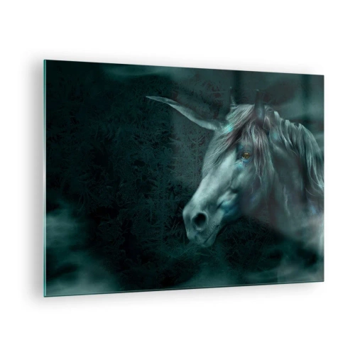 Quadro su vetro - Unicorno nella foresta misteriosa - 70x50cm - Nel bosco incantato - Decorazione murale moderna per soggiorno e camera da letto ARTTOR