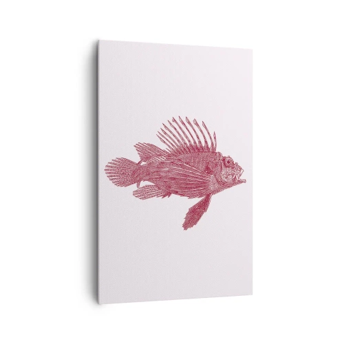 Quadro su tela - Stampe su Tela - Disegno di un pesce in tonalità rossa - 80x120cm - Abitante di mari esotici - Decorazione murale moderna per soggiorno e camera da letto ARTTOR