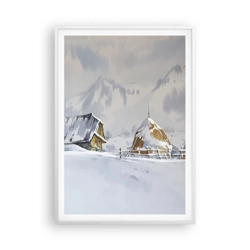 Poster in cornice bianca - Nella valle innevata - 70x100 cm