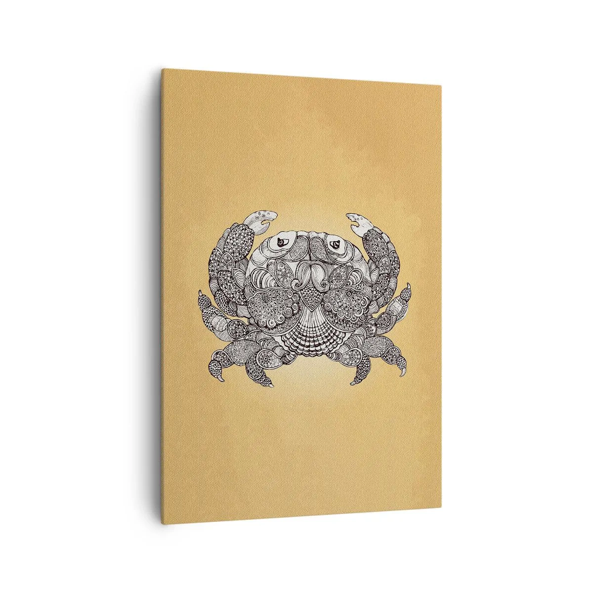 Quadro su tela - Stampe su Tela - Disegno decorativo di un granchio su sfondo dorato - 70x100cm - I racconti del granchio - Decorazione murale moderna per soggiorno e camera da letto ARTTOR