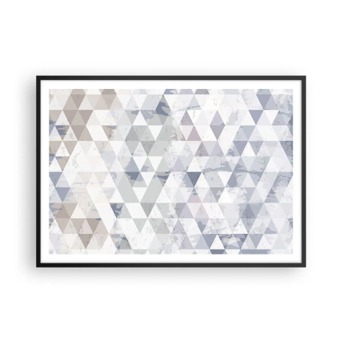 Poster in cornice nera - Motivo geometrico a triangolo in tonalità pastello - 100x70cm - Al ritmo di tre - Decorazione murale moderna per soggiorno e camera da letto ARTTOR