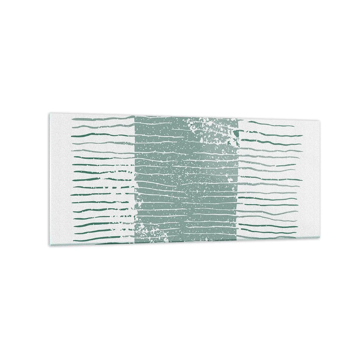 Quadro su vetro - Motivo geometrico nei toni del verde mare e del bianco - 120x50cm - Astrazione marina - Decorazione murale moderna per soggiorno e camera da letto ARTTOR