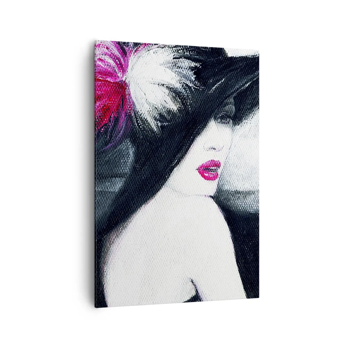 Quadro su tela - Stampe su Tela - Donna elegante con cappello piumato - 70x100cm - Sempre un mistero - Decorazione murale moderna per soggiorno e camera da letto ARTTOR