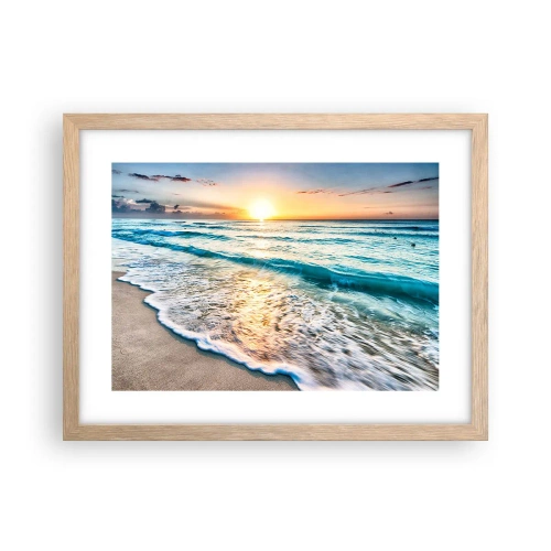 Poster in cornice rovere chiaro - Tramonto sul mare - 40x30 cm