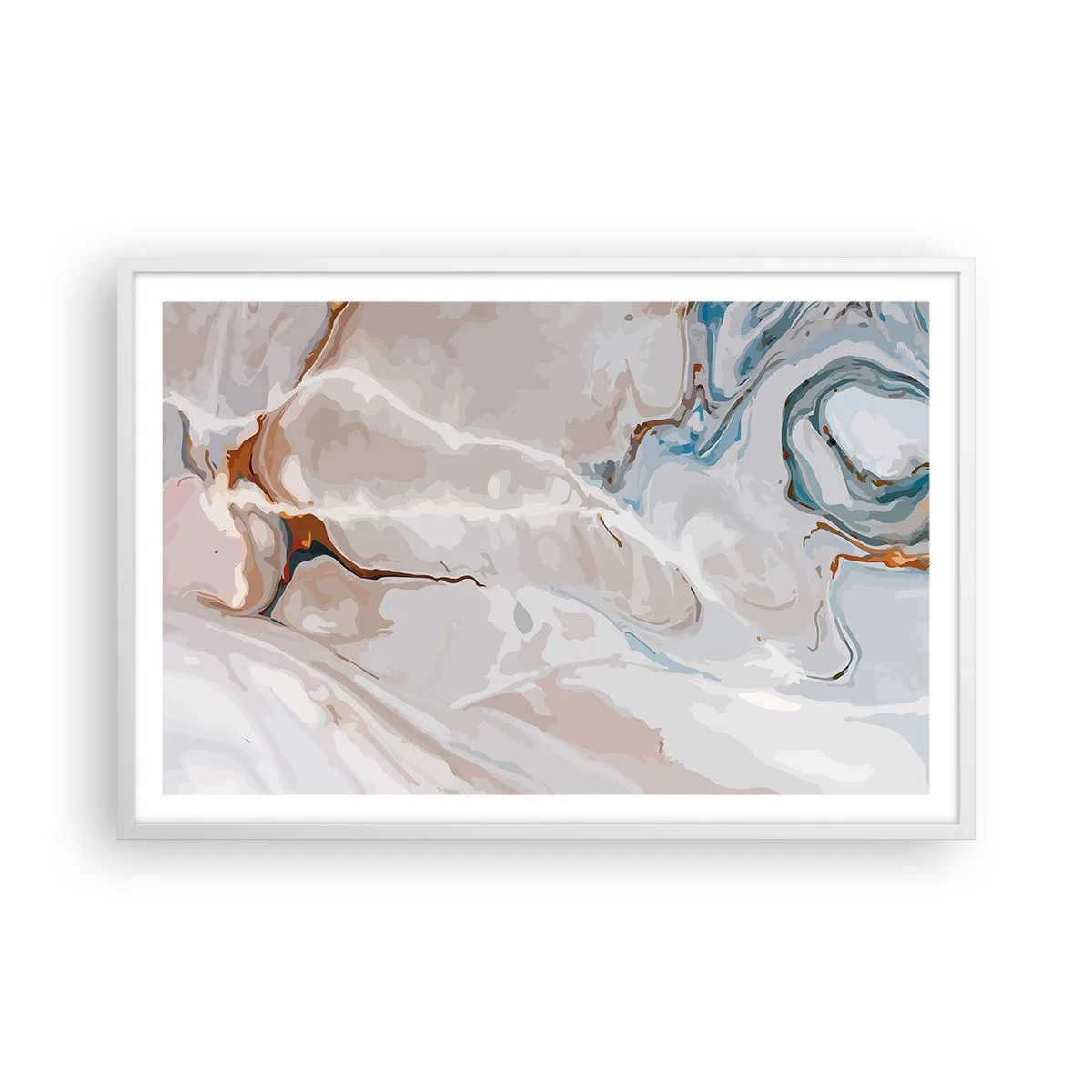 Poster in cornice bianca - Meandri blu sotto il bianco - 91x61 cm