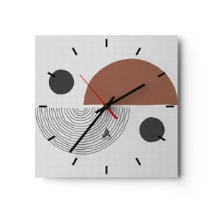 Orologio da parete - Orologio in Vetro - Forme geometriche nelle tonalità del marrone e del nero - 30x30cm - La perfezione del cerchio - Decorazione murale moderna per soggiorno e camera da letto ARTTOR
