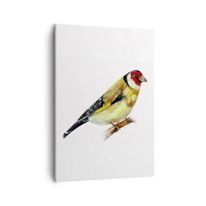 Quadro su tela - Stampe su Tela - Un uccello con la testa rossa su un ramo - 50x70cm - Ritratto di uccello - Decorazione murale moderna per soggiorno e camera da letto ARTTOR