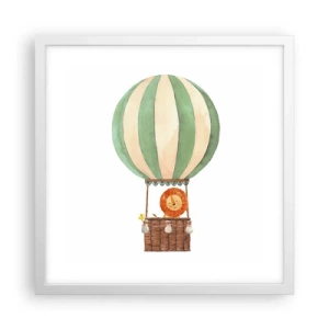 Poster in cornice bianca - I viaggi del leone - 40x40 cm