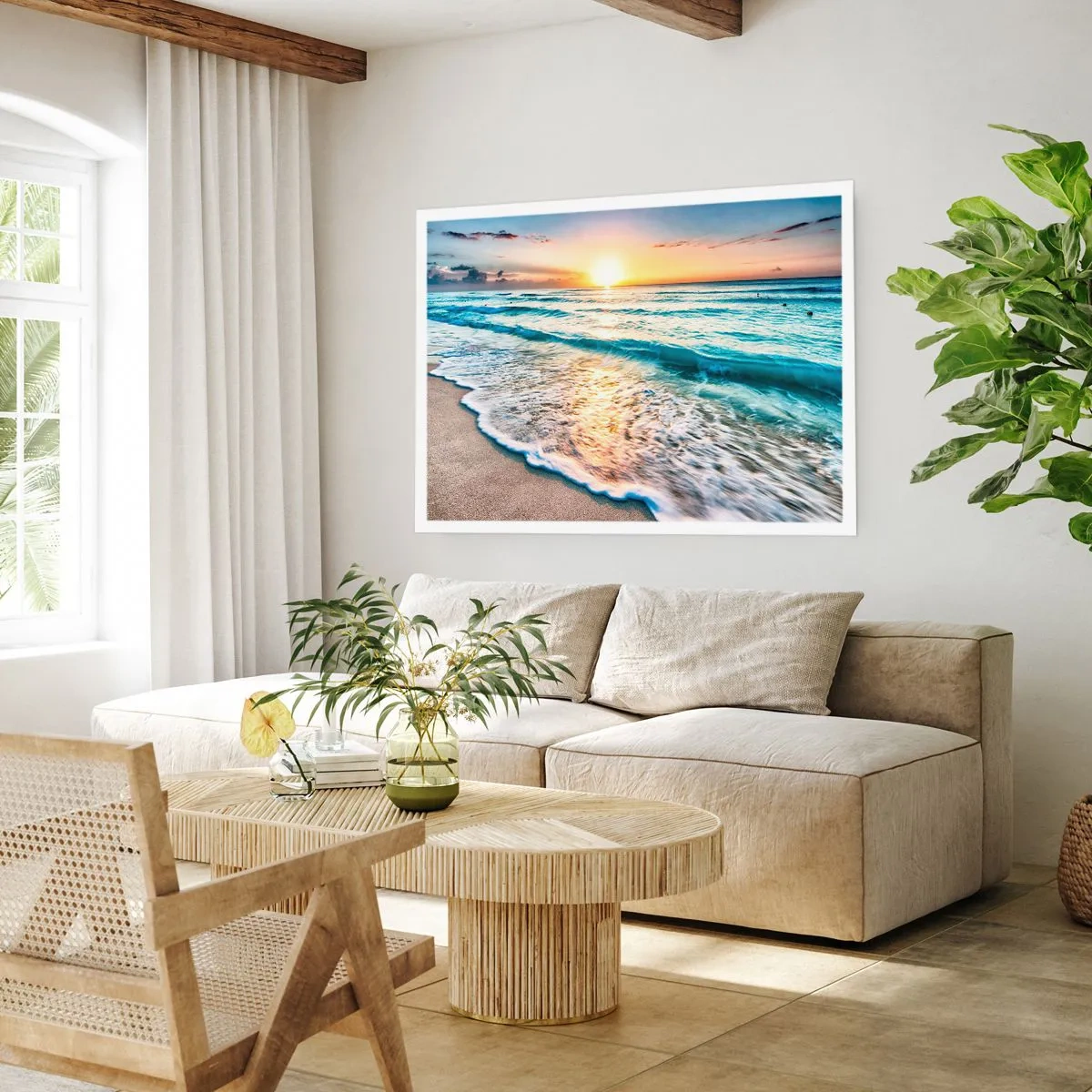 Poster - Tramonto sul mare - 91x61 cm