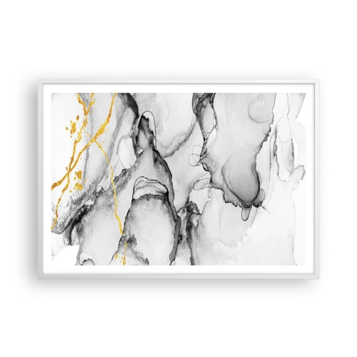 Poster in cornice bianca - Composizione con motivo d'oro - 100x70 cm