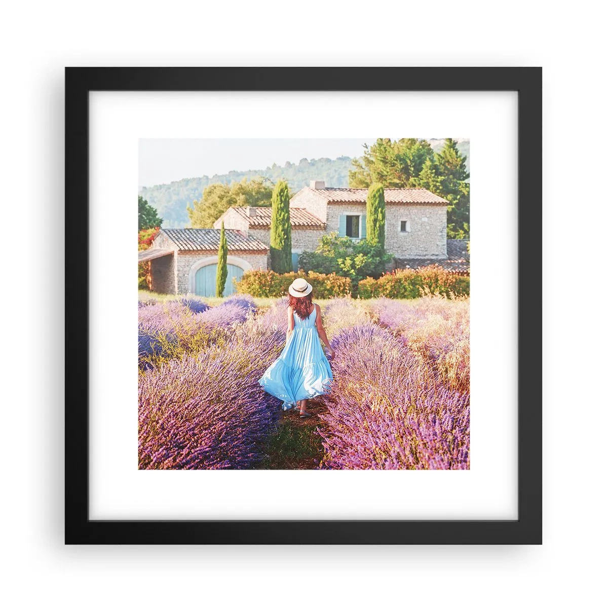 Poster in cornice nera - La ragazza nella lavanda - 30x30 cm