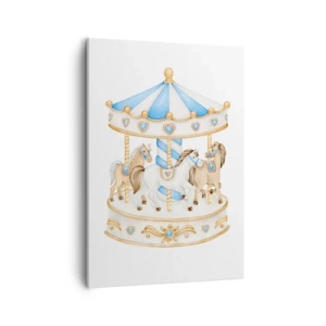 Quadro su tela - Stampe su Tela - Una giostra dai colori pastello su sfondo bianco - 50x70cm - Dolce infanzia - Decorazione murale moderna per soggiorno e camera da letto ARTTOR