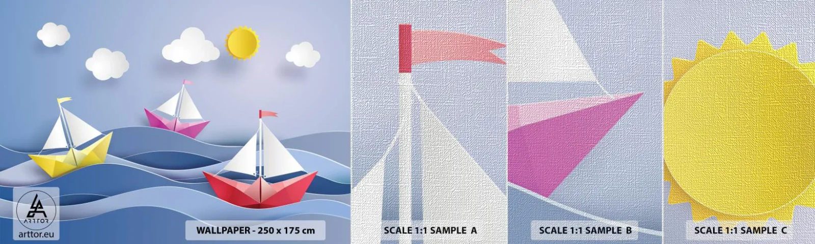 Campione di Fotomurale Premium Canvas - Come è bello dondolare tra le onde - Per bambini, Nautico, Łódź - 100x30 cm