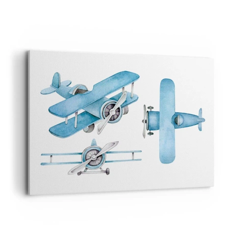 Quadro su tela - Stampe su Tela - Aeroplani retrò blu - 100x70cm - Nato per vincere - Decorazione murale moderna per soggiorno e camera da letto ARTTOR
