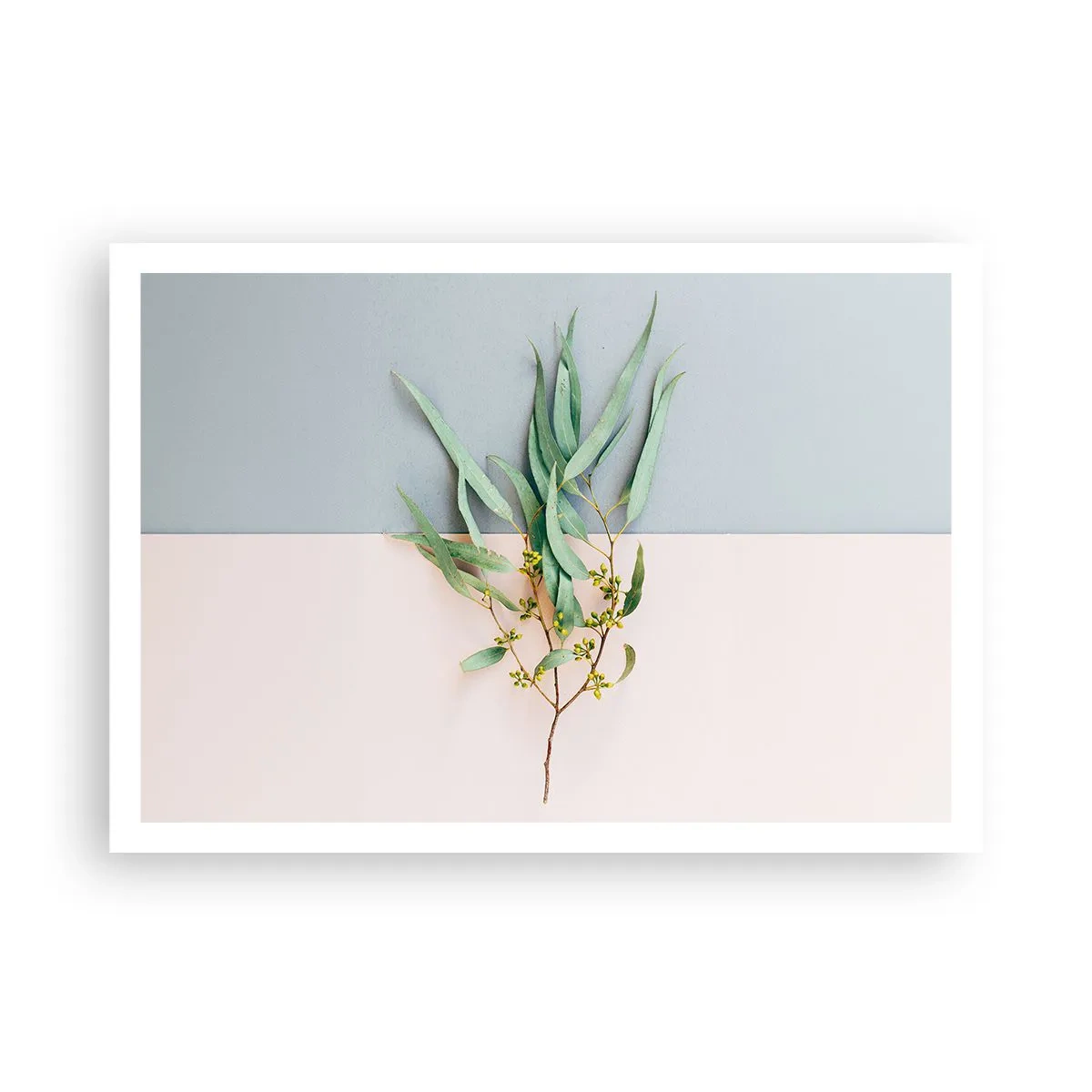 Poster - Un ramo con foglie su uno sfondo di tonalità pastello - 100x70cm - Delicatezza pastello - Decorazione murale moderna per soggiorno e camera da letto ARTTOR