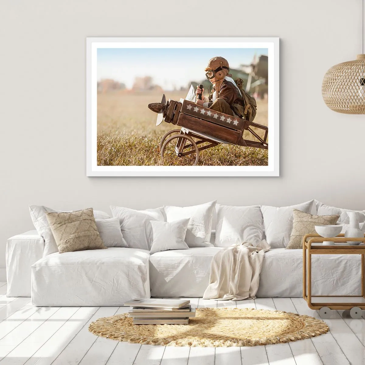 Poster in cornice bianca - Decollo verso i sogni - 70x50 cm