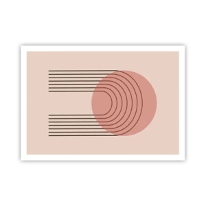 Poster - Motivo astratto con cerchio rosa e linee - 100x70cm - Attrazione irresistibile - Decorazione murale moderna per soggiorno e camera da letto ARTTOR