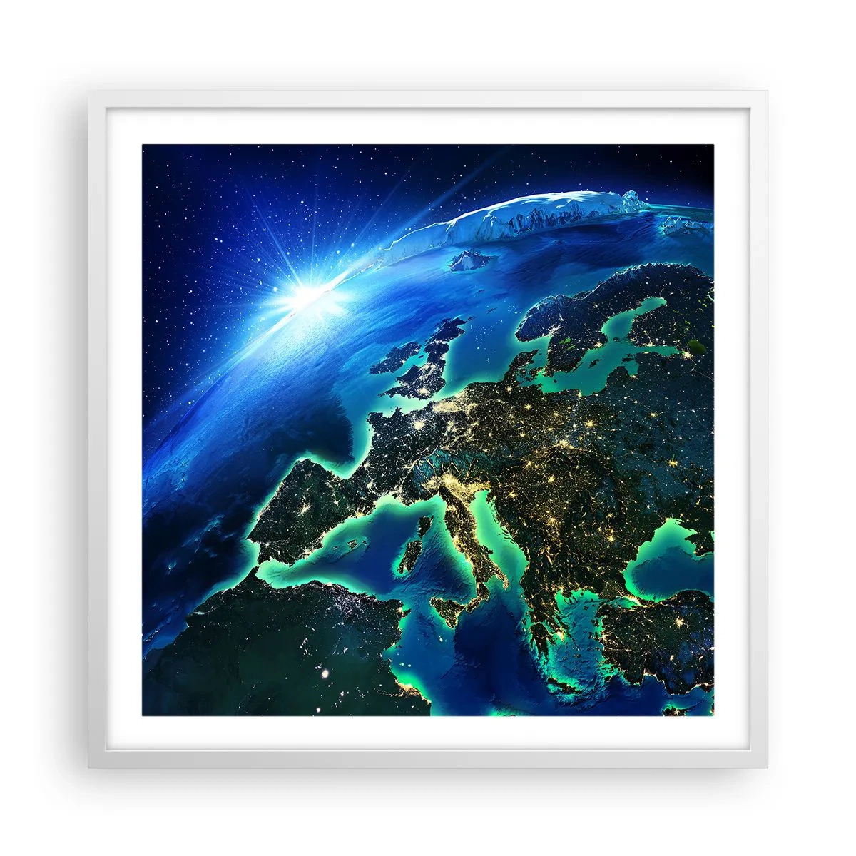 Poster in cornice bianca - L'Europa scintillante - 60x60 cm