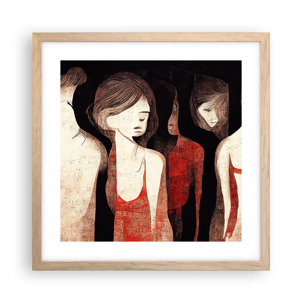 Poster in cornice rovere chiaro - Madonne nell'oscurità - 40x40 cm