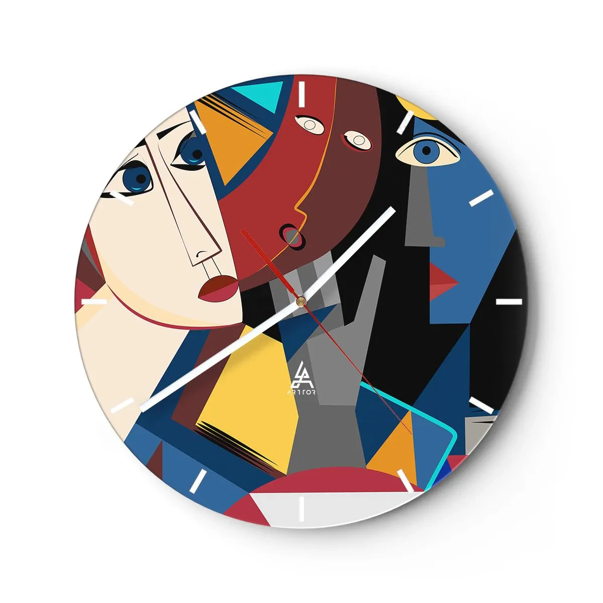 Orologio da parete - Orologio in Vetro - Dialogo di cubisti - 40x40 cm
