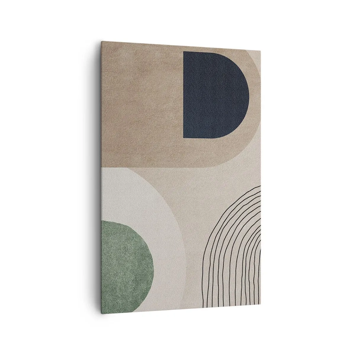 Quadro su tela - Stampe su Tela - Forme geometriche nei toni del beige e del verde - 80x120cm - La mitezza dell'ovale - Decorazione murale moderna per soggiorno e camera da letto ARTTOR
