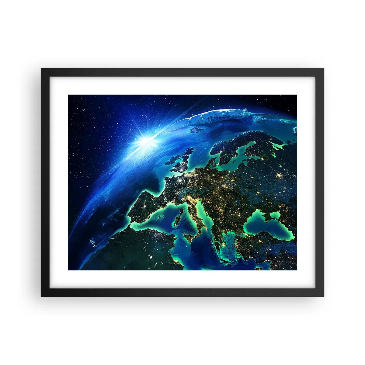 Poster in cornice nera - L'Europa scintillante - 50x40 cm