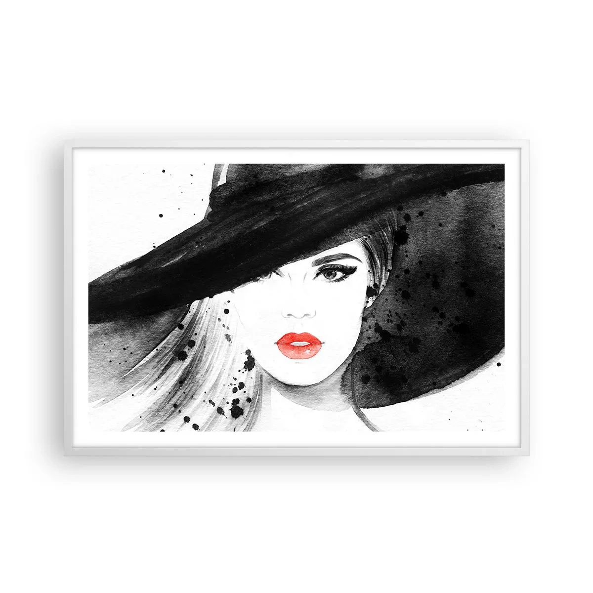 Poster in cornice bianca - Donna in nero - 91x61 cm