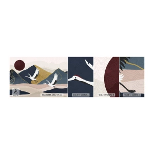 Campione di Fotomurale Adesivo Deluxe Sticker - E la giornata è nuovamente VOLATA - Astrazione, Gru, Montagne - 100x30 cm