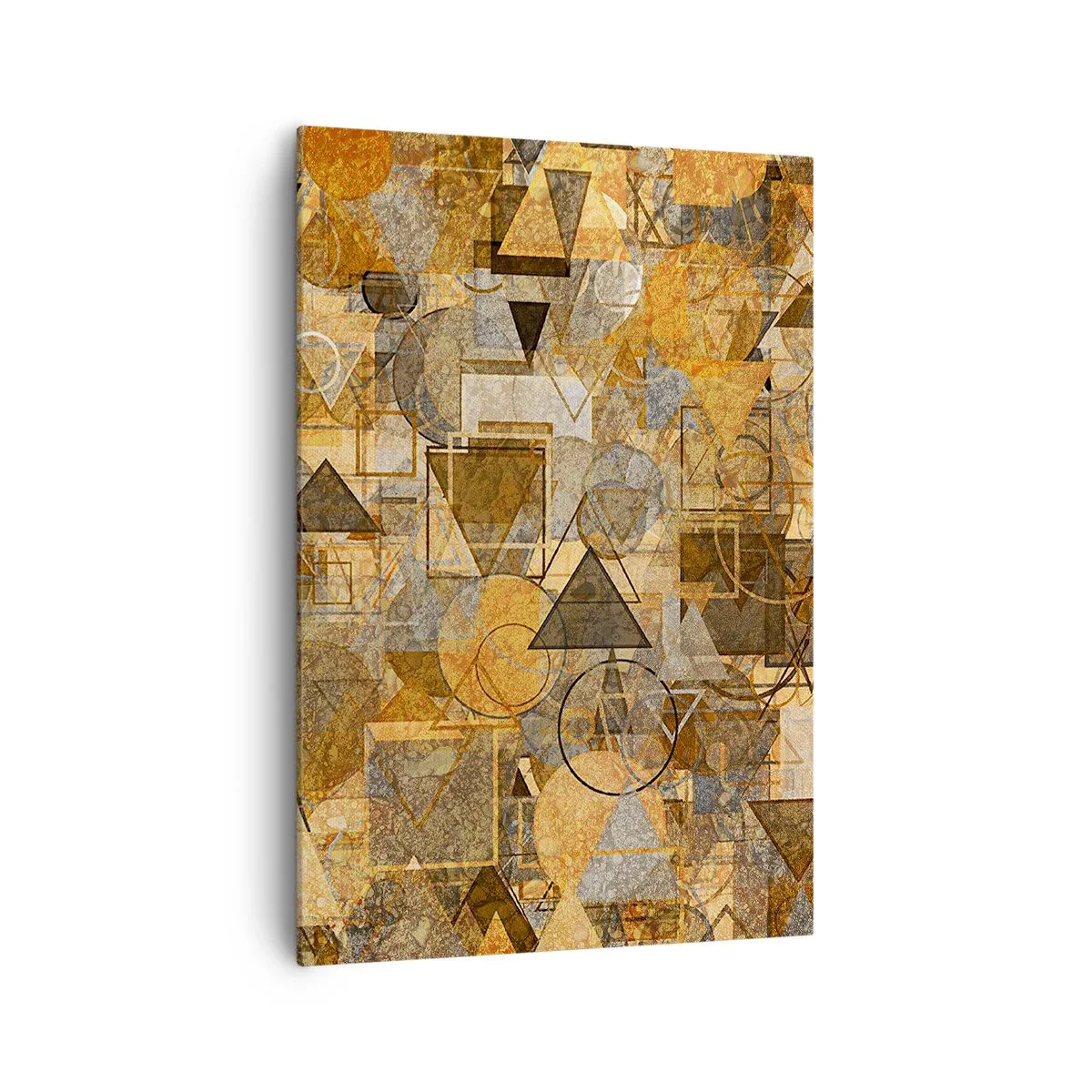 Quadro su tela - Stampe su Tela - Motivi geometrici astratti nelle tonalità dell'oro - 70x100cm - Il mondo compreso nella forma - Decorazione murale moderna per soggiorno e camera da letto ARTTOR